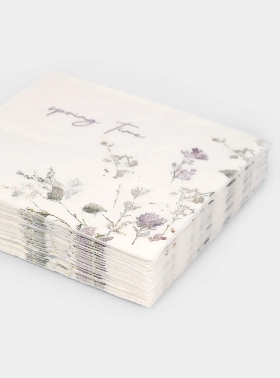 Салфетки бумажные, 21х21 см, 20 шт, квадратные, белые, Spring time, Meadow ,image-1