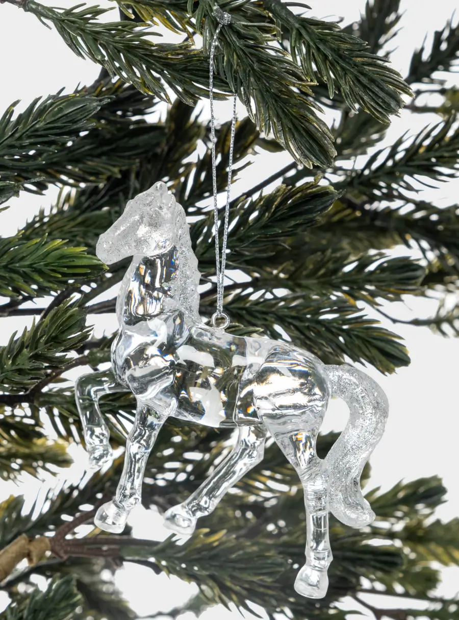 Игрушка елочная, 9 см, акрил, серебристая, Лошадь, Horse ,image-3