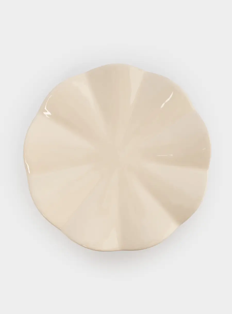 Ваза для фруктов, 24х11 см, на ножке, керамика, молочная, Волнистый край, Zephyr ,image-3