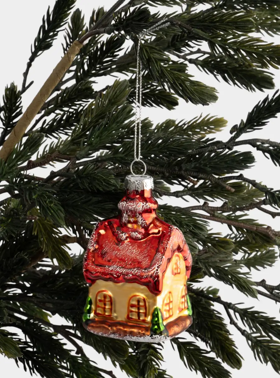 Игрушка елочная, 5х8 см, стекло, Домик, New year, image-3