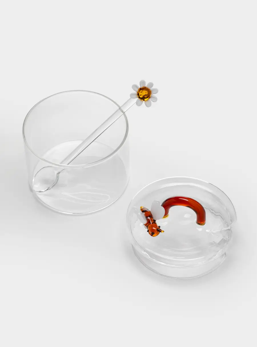 Сахарница, 9 см, 300 мл, с ложкой, стекло Б, Пчелка и маргаритка, Monterey, image-5