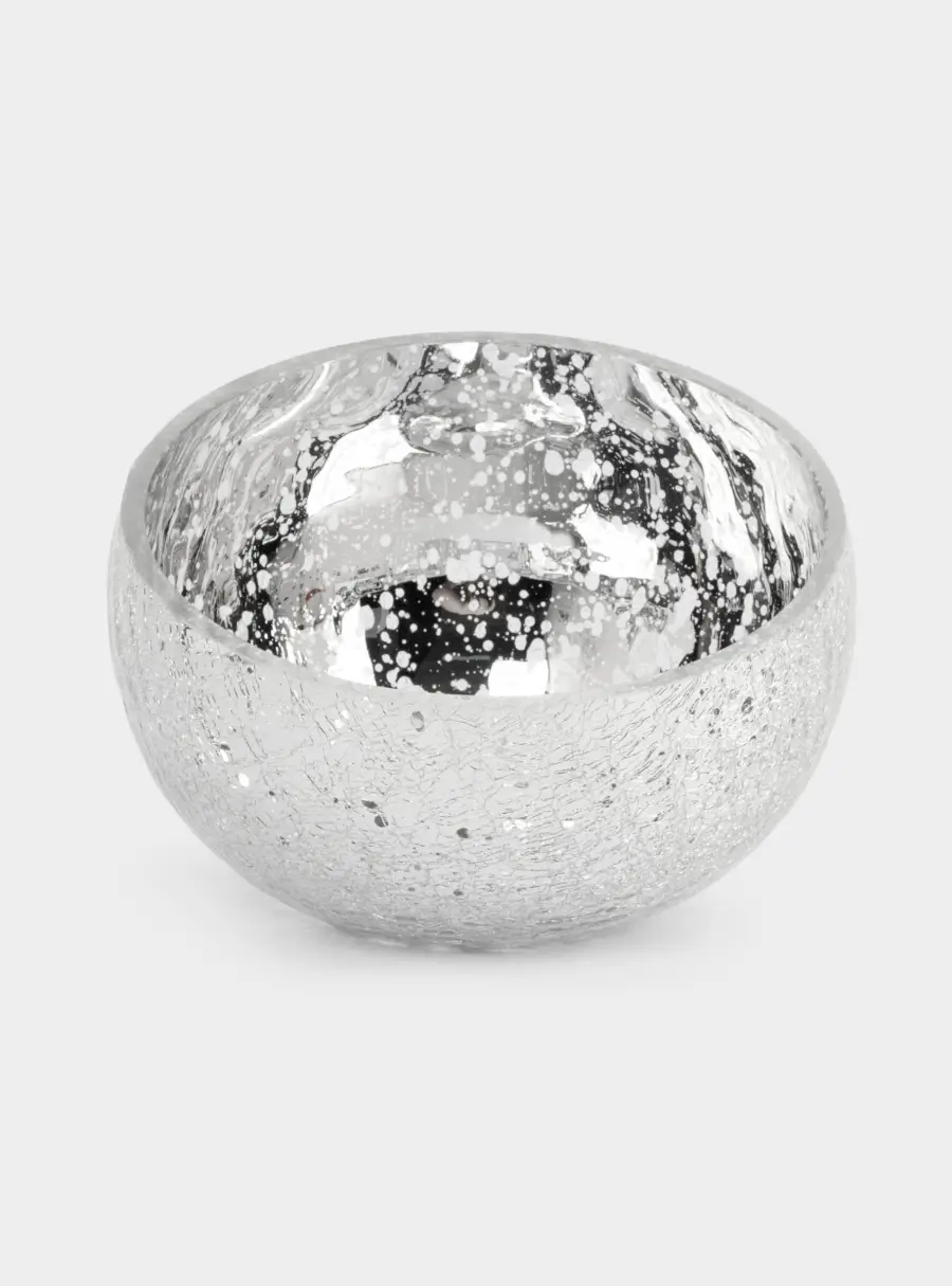 Конфетница, 15х12 см, стекло, серебристая, Кракелюр, Craquelure ,image-1