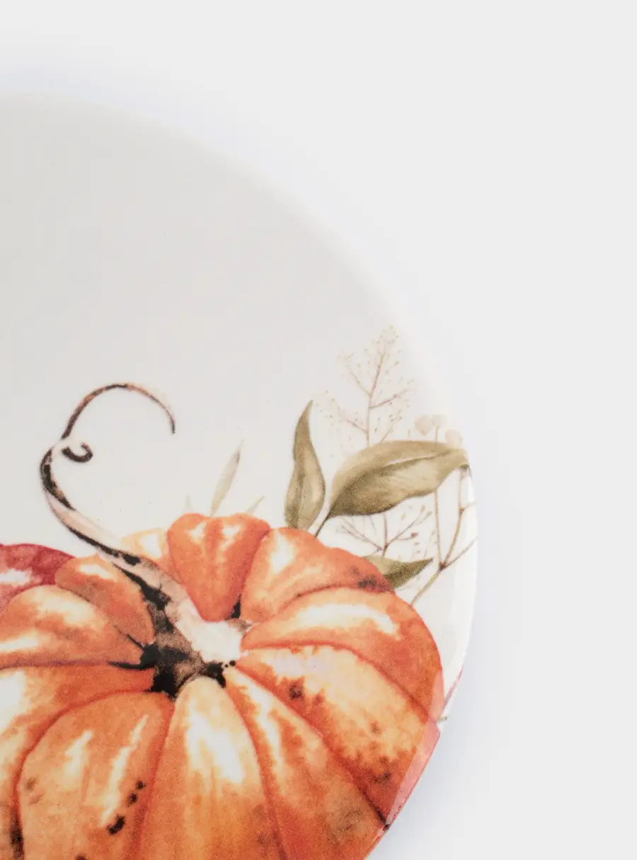 Подставка под кружку, 11 см, круглая, керамика/пробка, белая, Тыквы, Light pumpkin, image-5