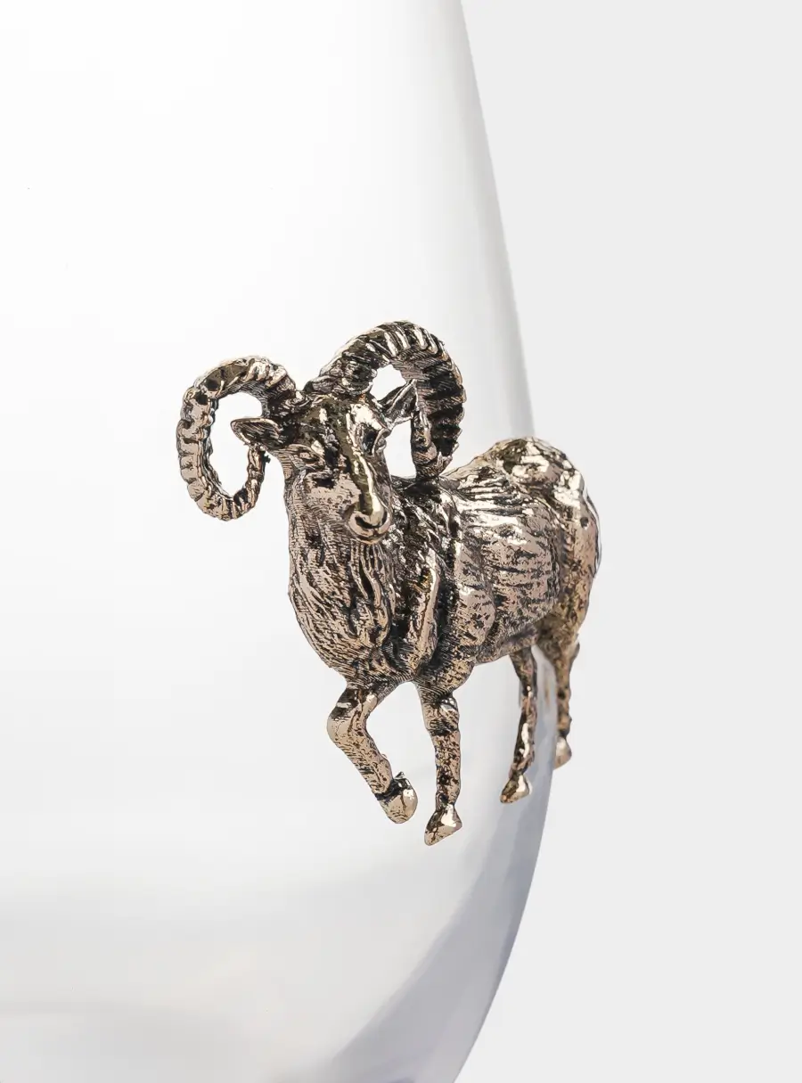Стакан, 12 см, 520 мл, стекло/металл, Золотистый баран, Sheep ,image-1