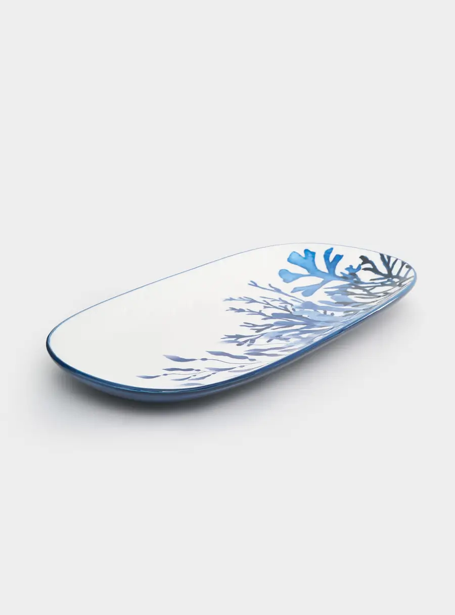 Набор, 2 пр, блюдо/салатник, керамика К, белое/синий, Синие кораллы, Blue Coral ,image-1