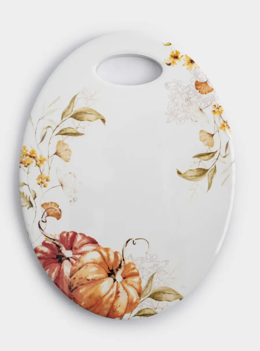 Подставка под горячее, 20х15 см, керамика/пробка, белая, Тыквы, Light pumpkin ,image-0