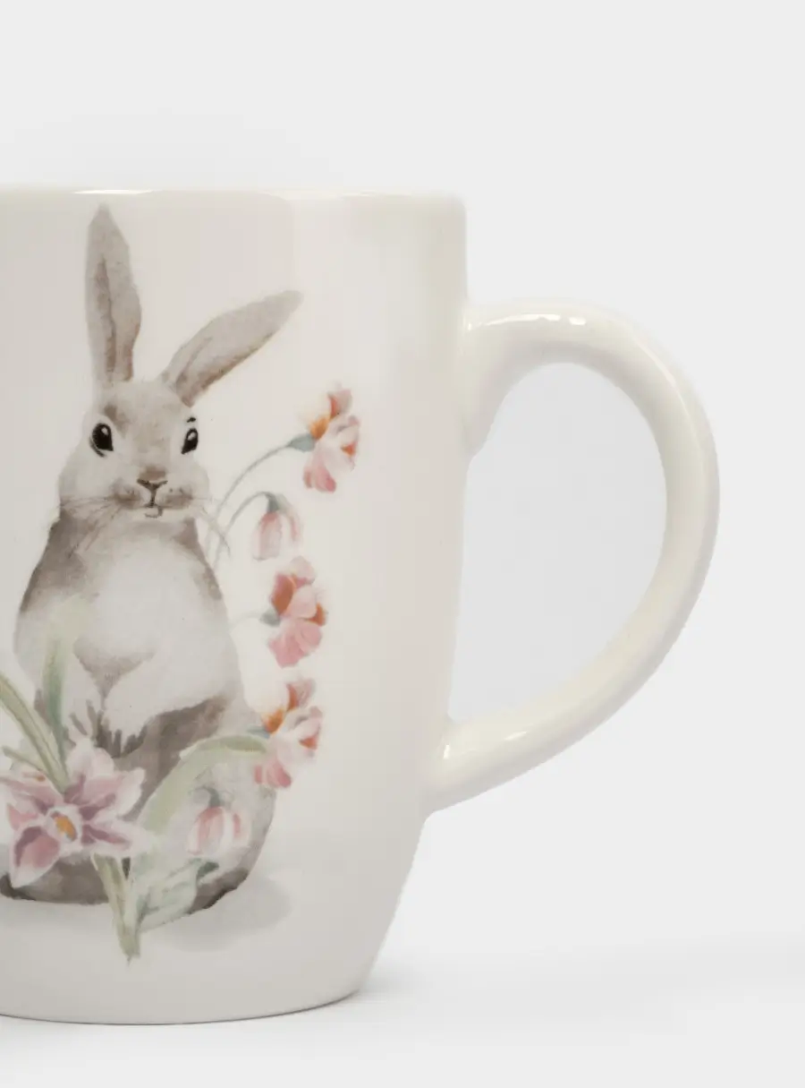 Кружка, 330 мл, керамика, белая, Кролик с цветами, Flower Rabbit ,image-3