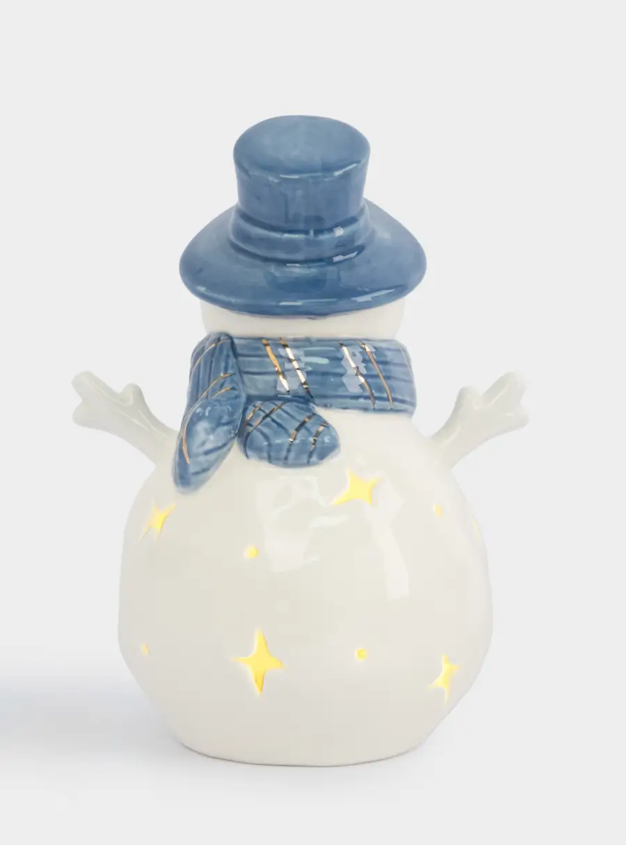 Статуэтка с подсветкой, 15 см, фарфор P, бело-голубая, Снеговик, Snowfall ,image-2