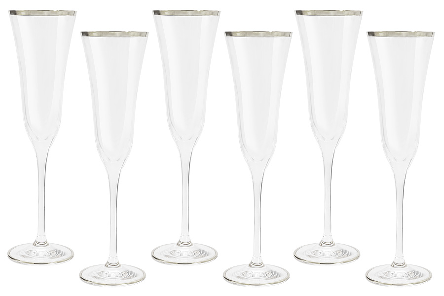 Набор бокалов для шампанского Сабина платина, 0,175 л, 6 шт