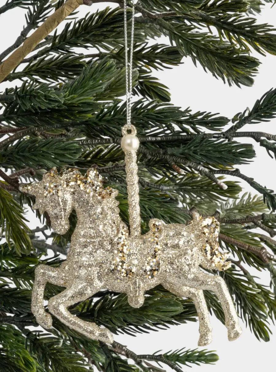 Игрушка елочная, 13х12 см, пластик, шампань, Лошадь, New year, image-3