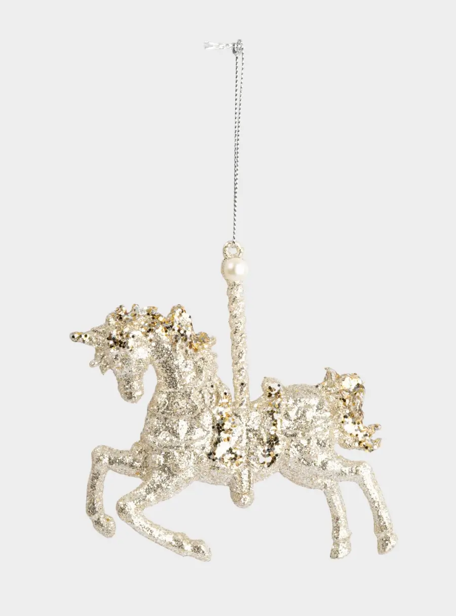 Игрушка елочная, 13х12 см, пластик, шампань, Лошадь, New year, image-1