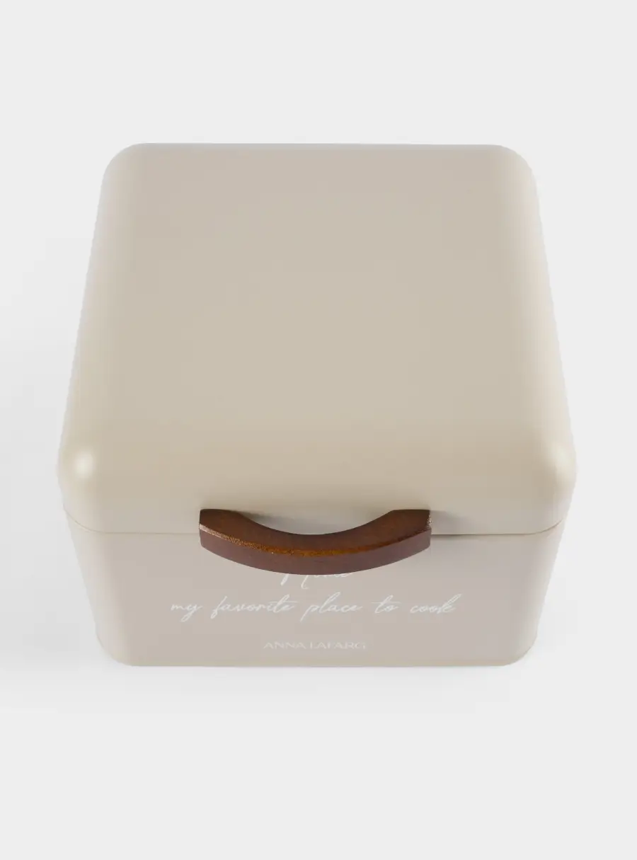 Хлебница, 20х20х14 см, металл/дерево, квадратная, бежевая, Retro ,image-3