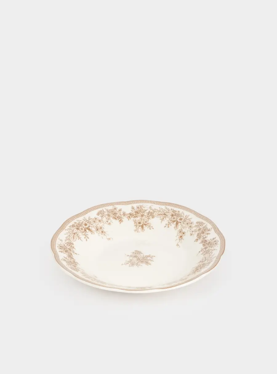 Тарелка суповая, 22х4 см, 600 мл, фарфор P, белая, Коричневые цветы, Burgundy, image-4