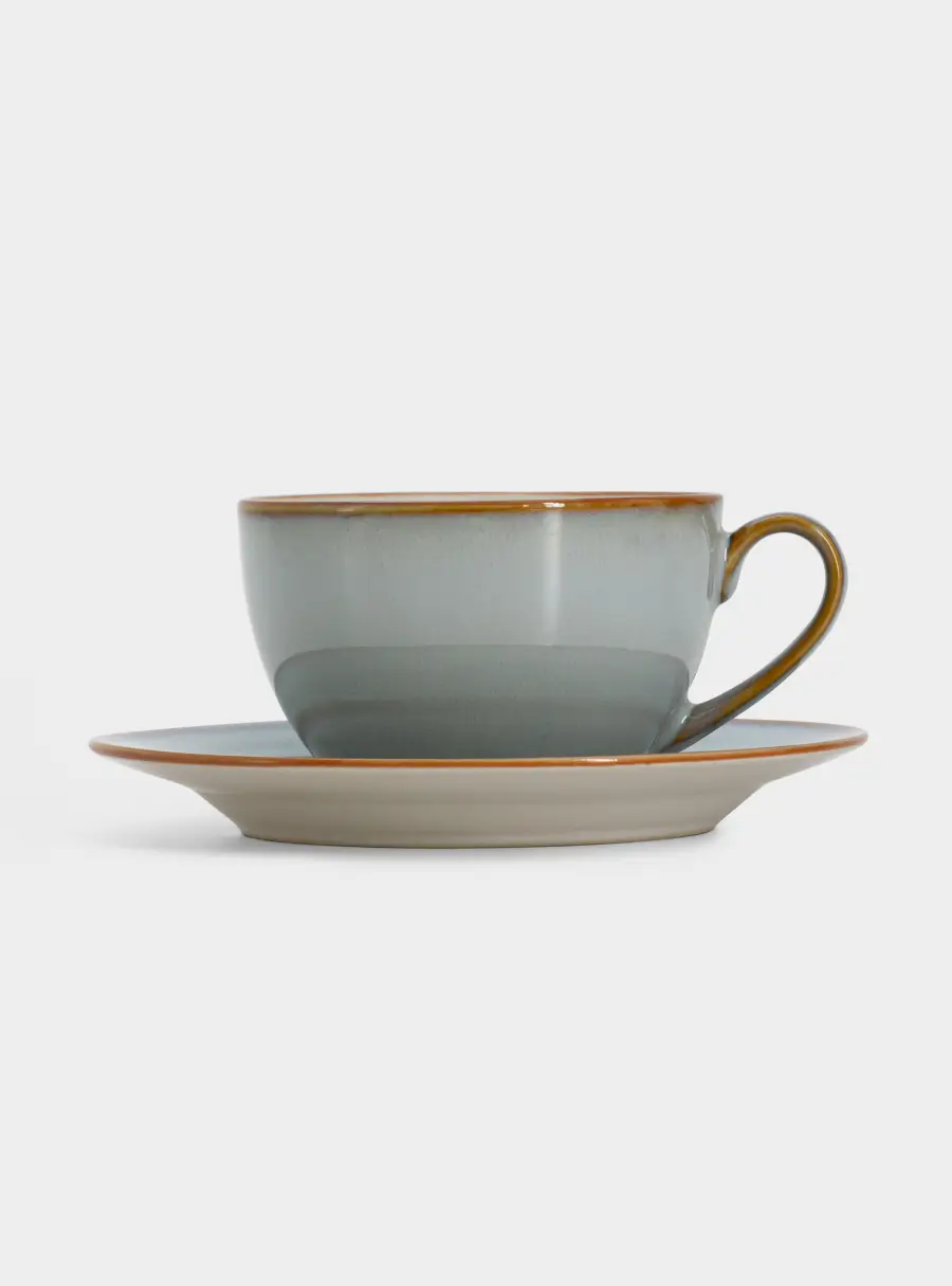 Пара чайная, 1 перс, 2 пр, 220 мл, керамика, серо-бежевая, с коричневым кантом, Mandala, image-5