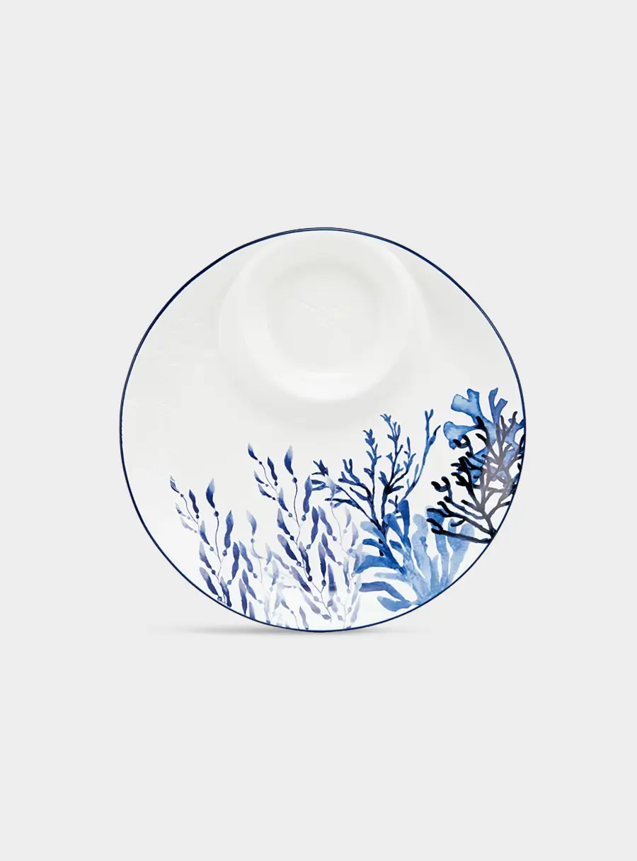 Блюдо, 32 см, керамика К, белое, круглое, Синие кораллы, Blue Coral ,image-1