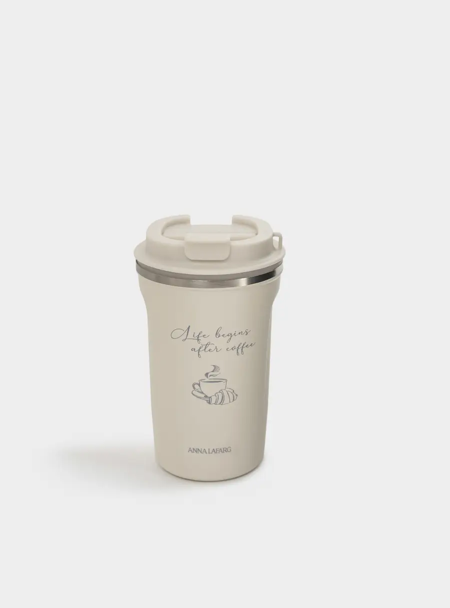 Термокружка, 380 мл, сталь/пластик, молочная, Доброе утро, Coffee lover ,image-0