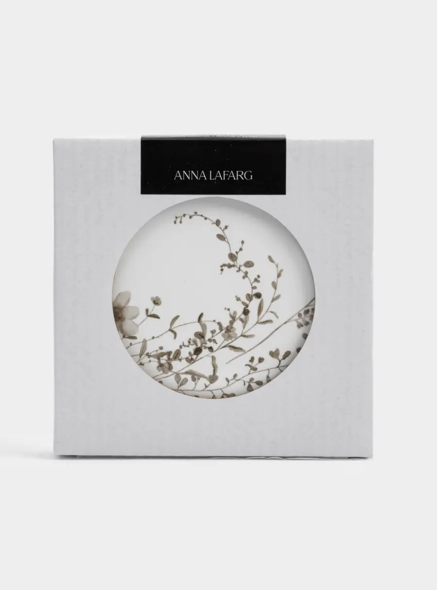 Подставка под кружку, 11 см, круглая, керамика/пробка, белая, Осенние цветы, Florance ,image-3