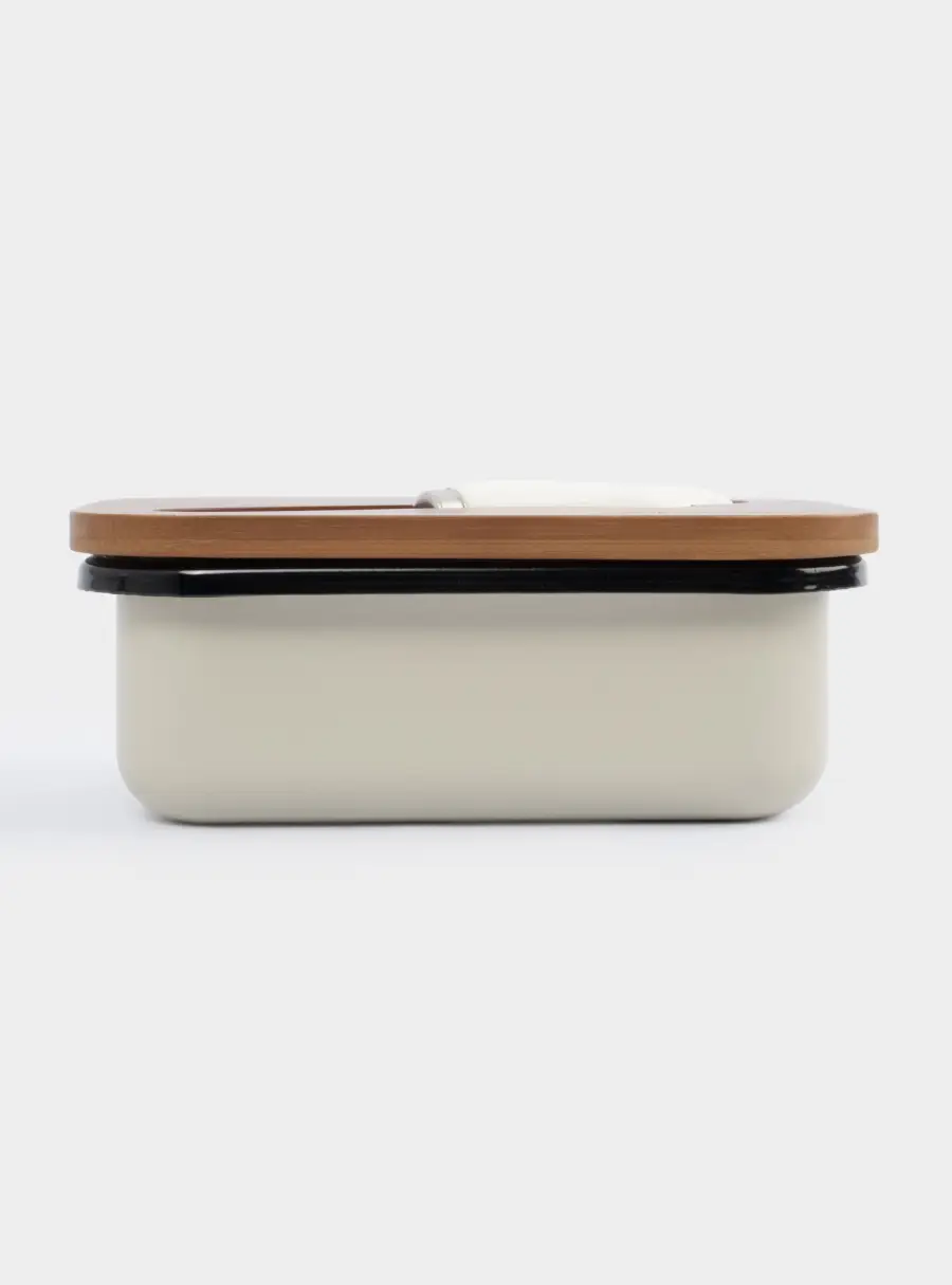 Масленка, 16х11 см, с ножом, металл/дерево, прямоугольная, бежевая, Retro, image-5