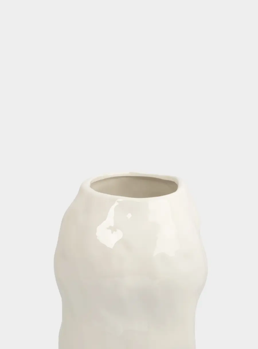 Ваза для цветов, 28 см, керамика, молочная, Мятый эффект, Barkhan ,image-3