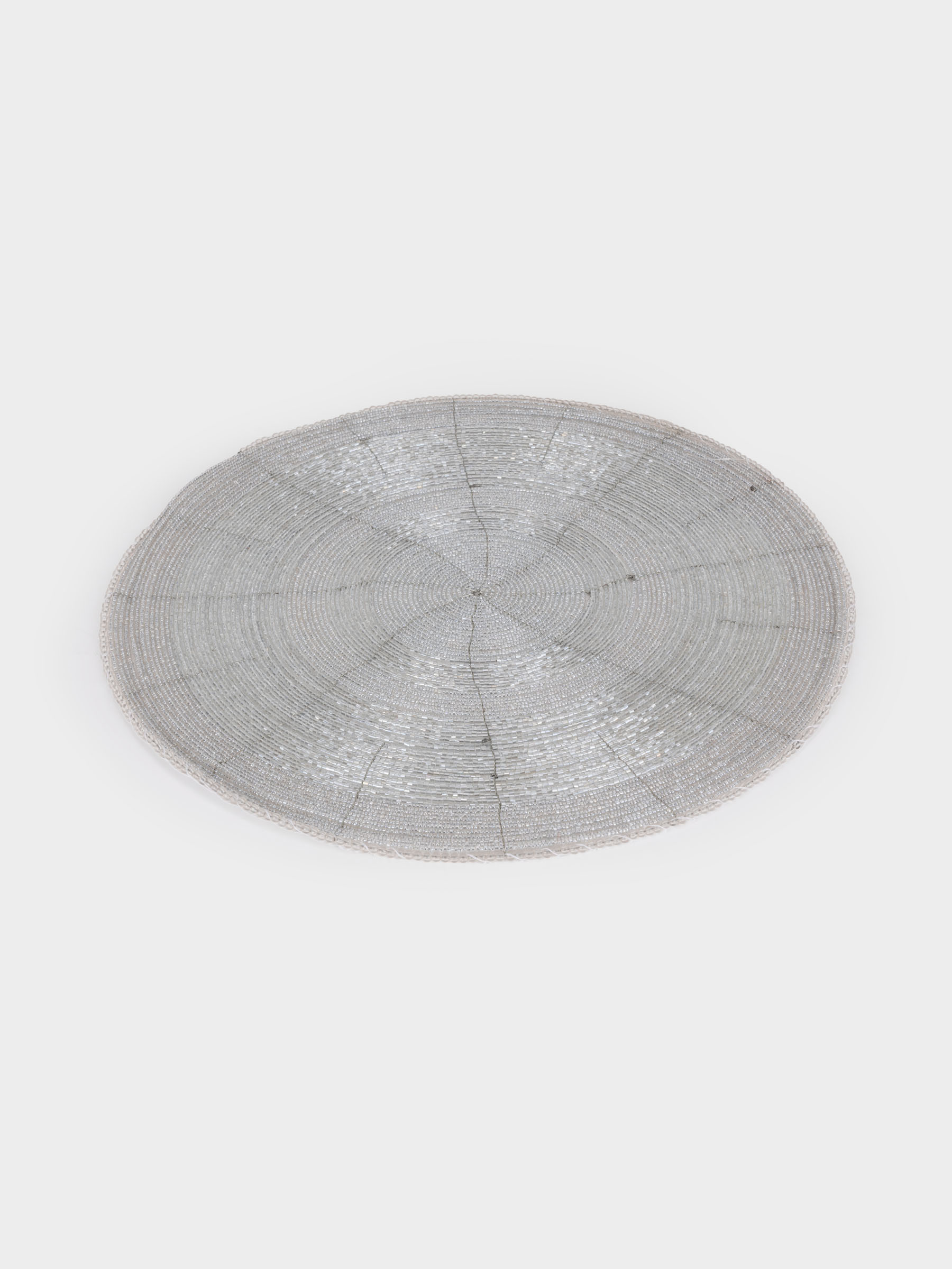 Салфетка под приборы, 36 см, бисер, круглая, серебристая, Bijou, image-1