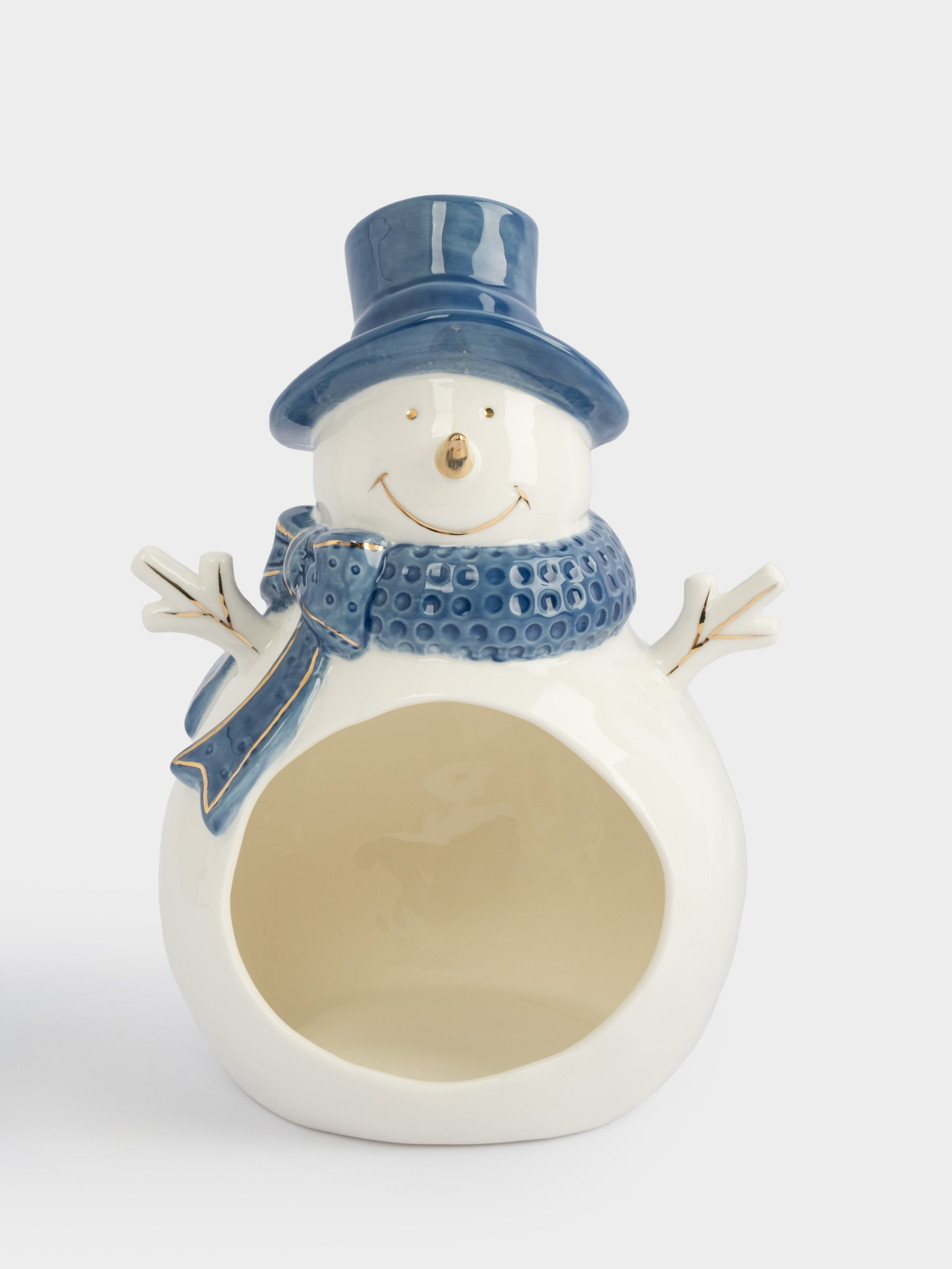 Конфетница, 22х15 см, фарфор P, бело-голубая, Снеговик, Snowfall, image-0