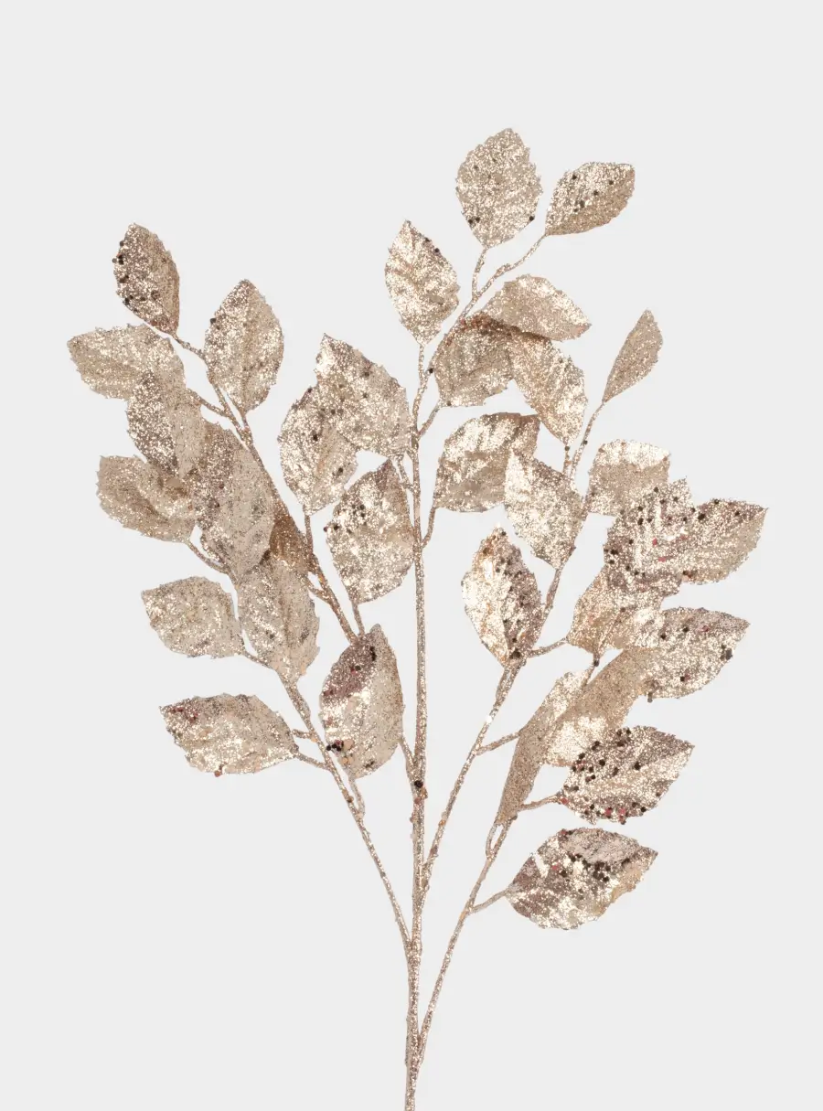 Ветка декоративная, 74 см, пластик/металл, золотистая, Листья, Interior gold ,image-2