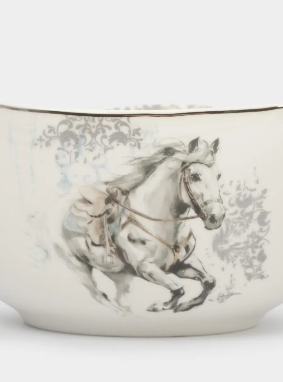 Салатник, 21х11 см, 1,8 л, фарфор N, белый, с серебристым кантом, Конь, White horse, image-5