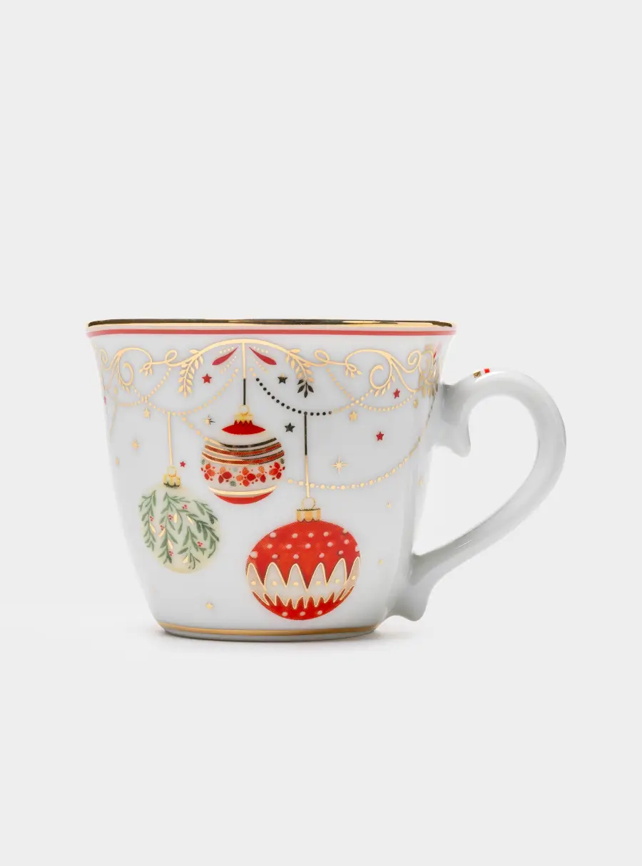 Пара кофейная, 2 перс, 4 пр, 80 мл, фарфор P, белая, Новогодние шары, Christmas Eve, image-3
