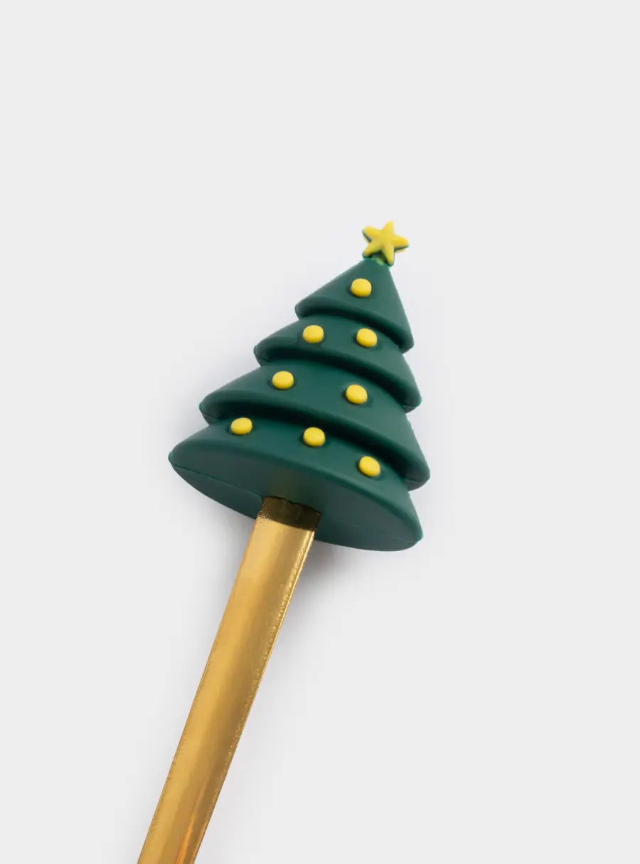 Кружка, 470 мл, с ложкой, керамика/сталь, красная, Елка/Лошадка-качалка, Bright horse, image-7