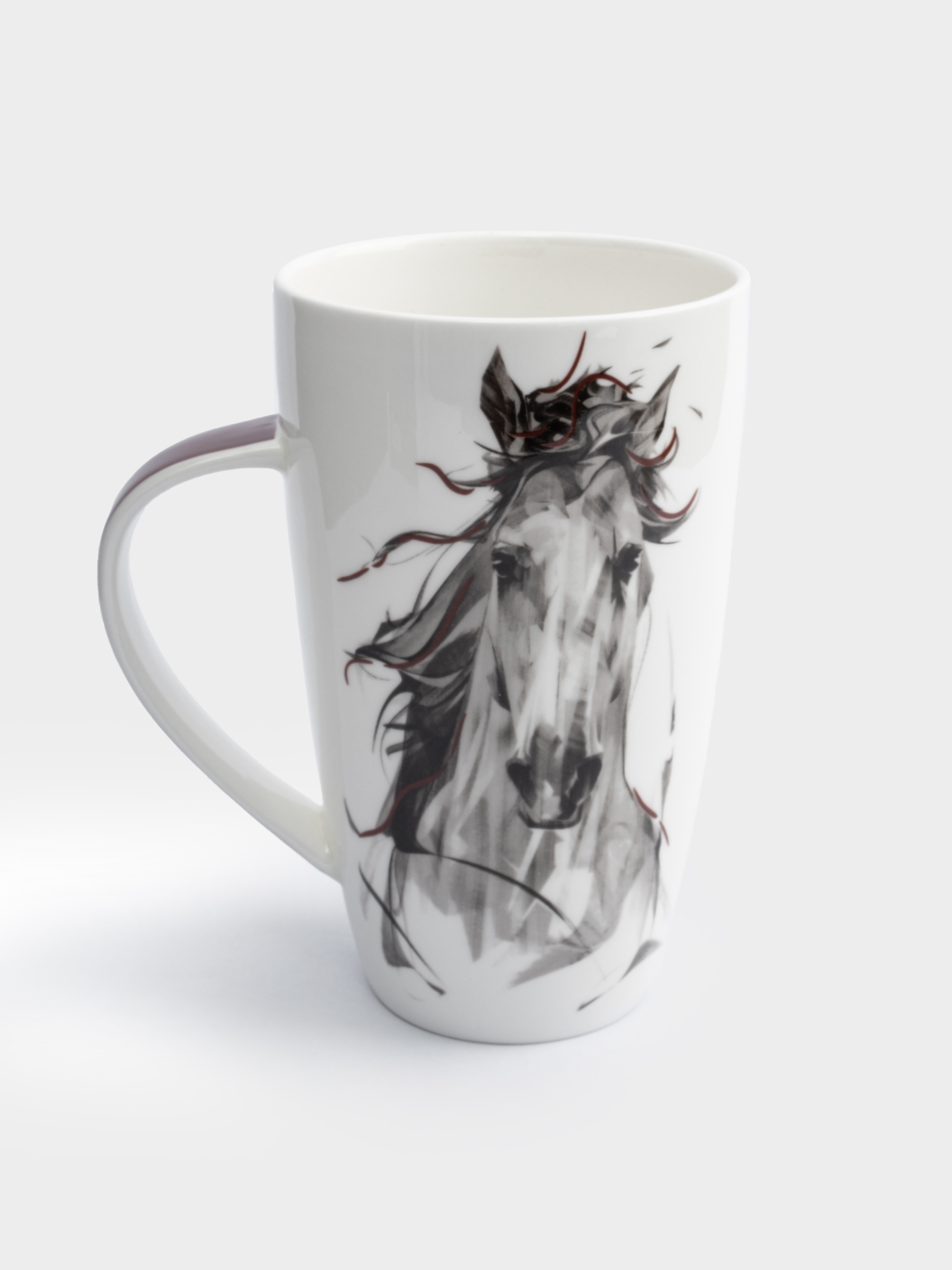 Кружка, 600 мл, фарфор F, черно-белая, Конь, Horse, image-3