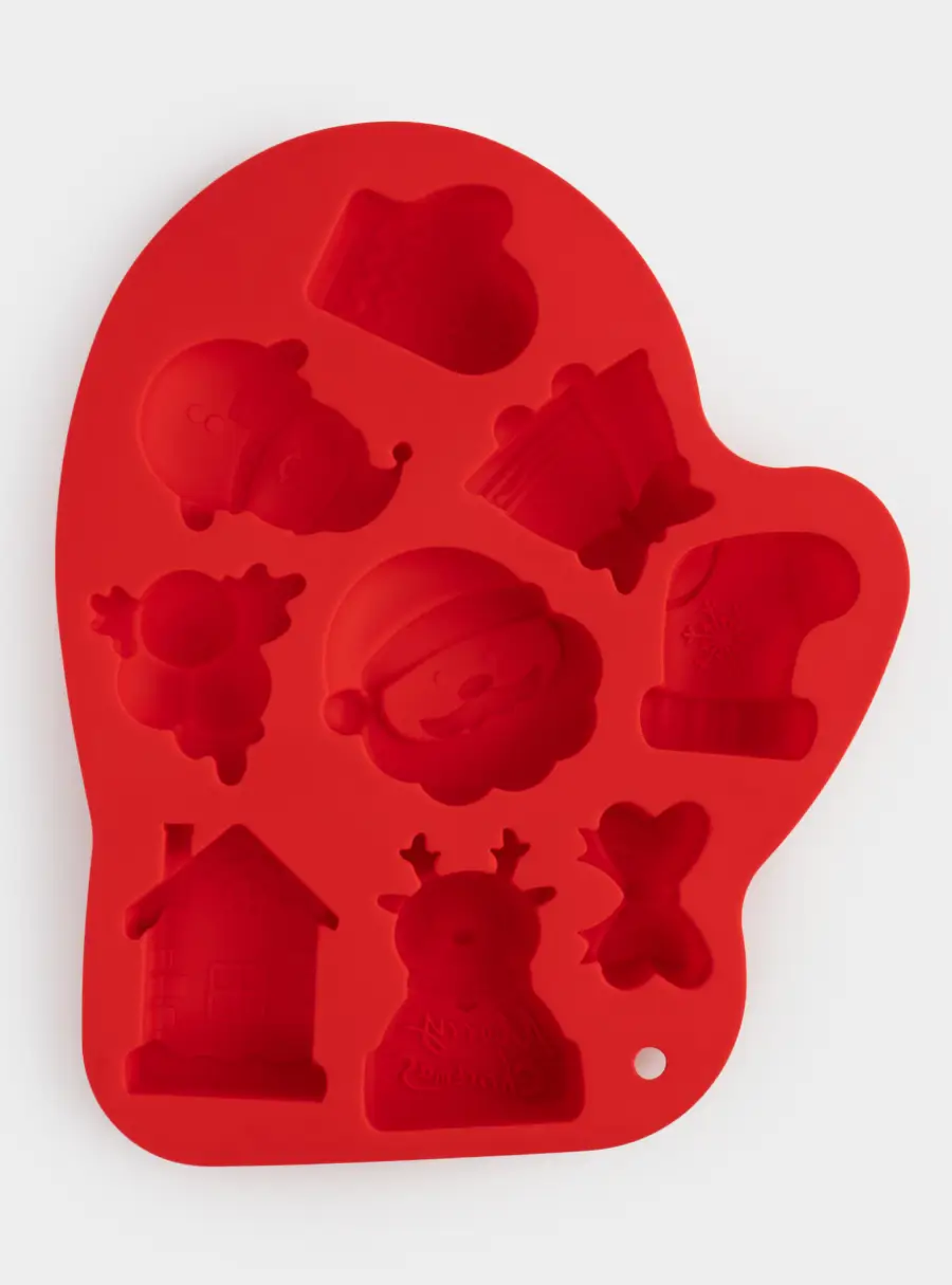 Форма для выпечки кексов, 25х20 см, 9 отд, силикон, красная, Варежка, Muffin ,image-1