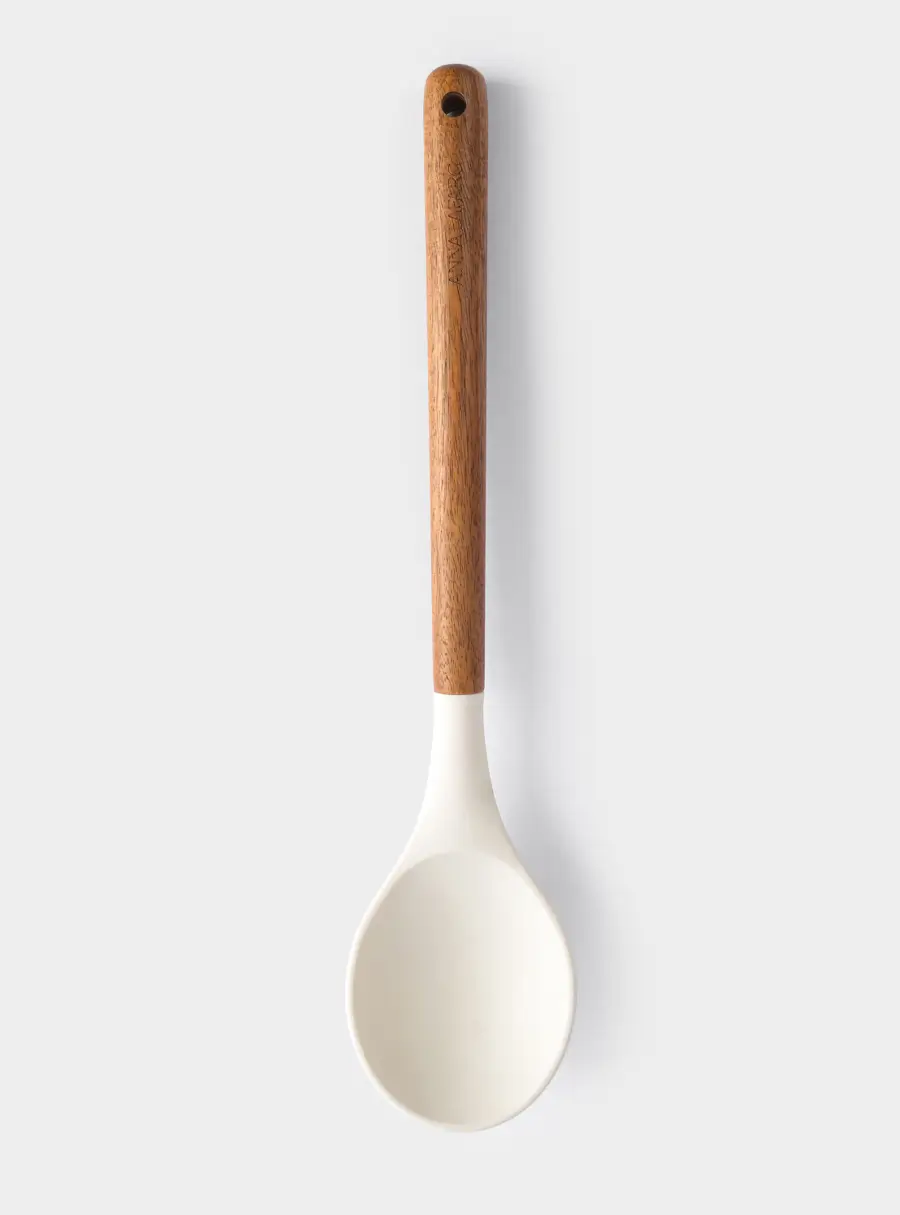 Ложка сервировочная, 32 см, силикон/дерево, молочный, Wenge ,image-0