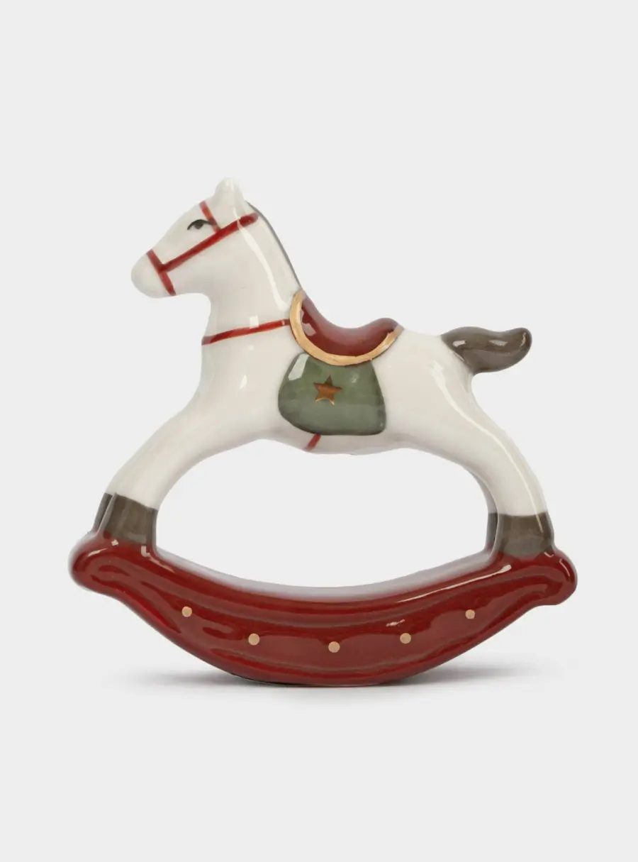 Статуэтка, 10 см, фарфор P, бежево-бордовая, Лошадка-качалка, Bright horse ,image-4