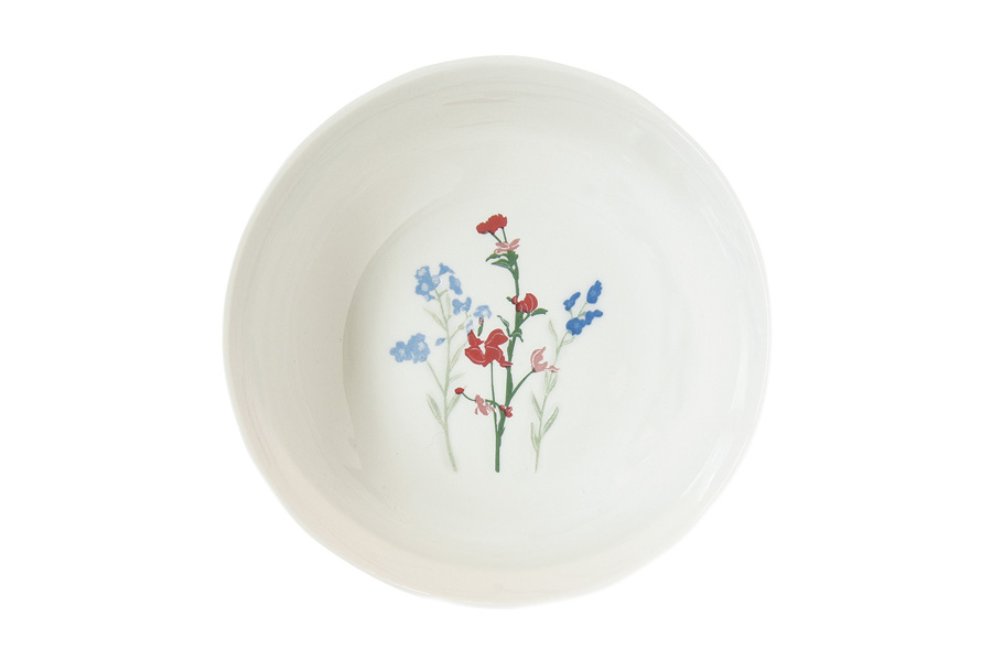 Тарелка суповая Луговые цветы, голубые, 18 см, 0,7 л