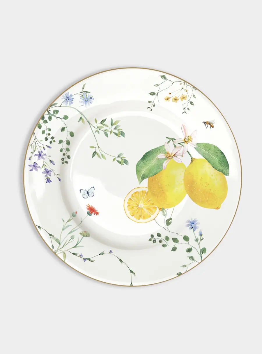 Тарелка закусочная, 19 см, Цветы и лимоны
