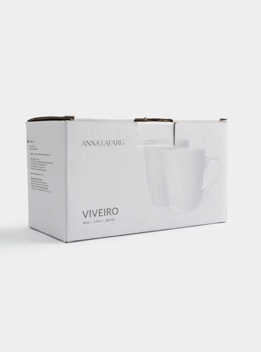 Кружка, 350 мл, 2 шт, керамика, молочная, в крапинку, Viveiro, image-4