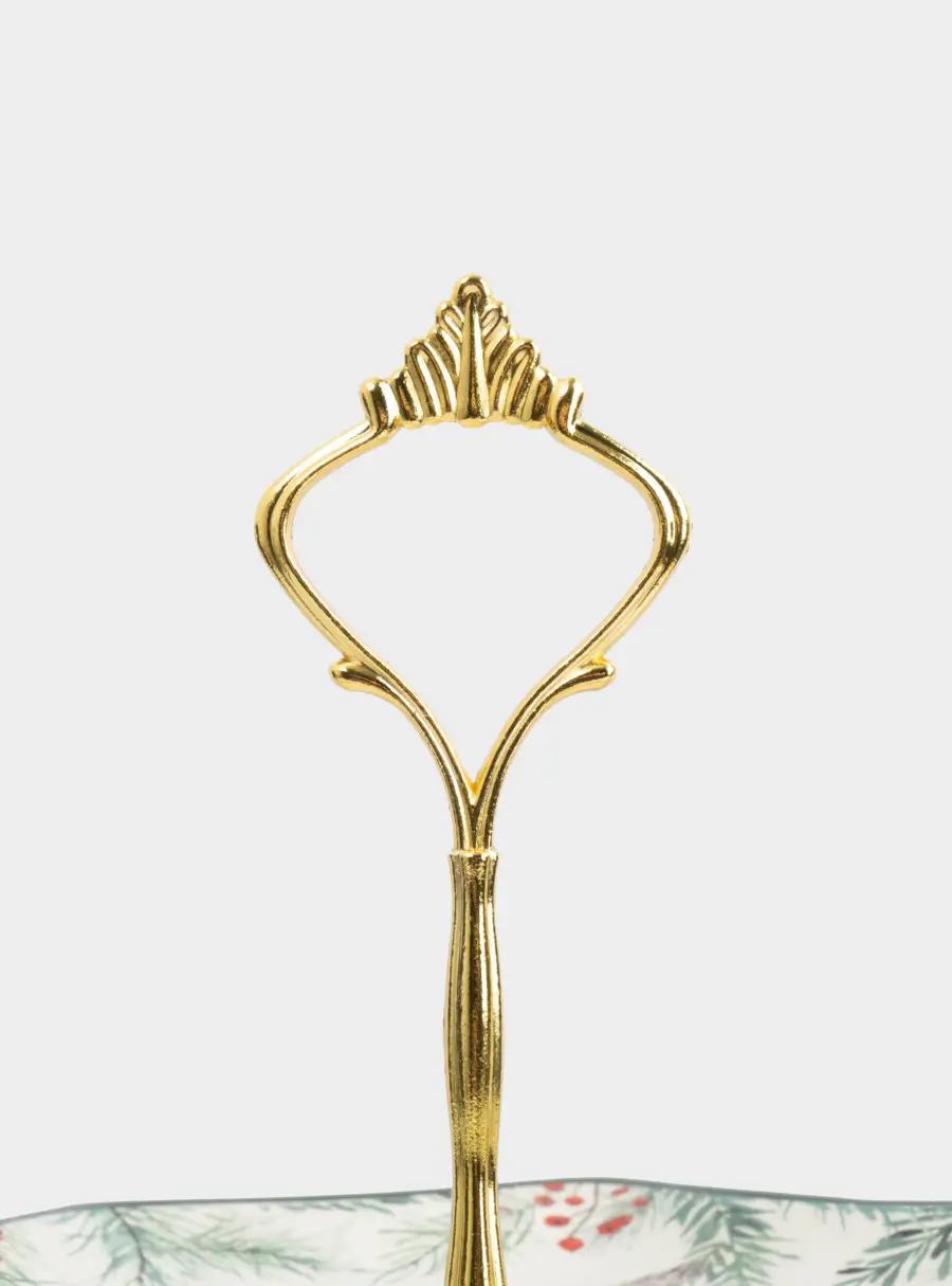 Подставка для пирожных, 25х20/24 см, 2 яруса, керамика/металл, Еловые ветки, Festival ,image-4