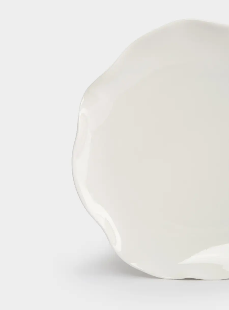 Тарелка закусочная, 20 см, фарфор P, белая, Волнистый край, White ocean, image-4