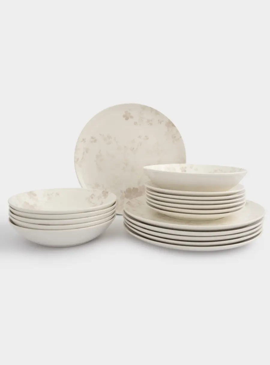 Сервиз обеденный, 6 перс, 18 пр, фарфор P, белый, Цветы и листья, Florance ,image-0