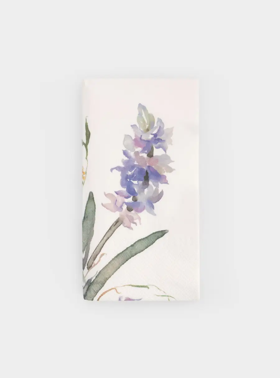 Салфетки бумажные, 33х33 см, 20 шт, прямоугольные, белые, Цветы, Bouquet ,image-0