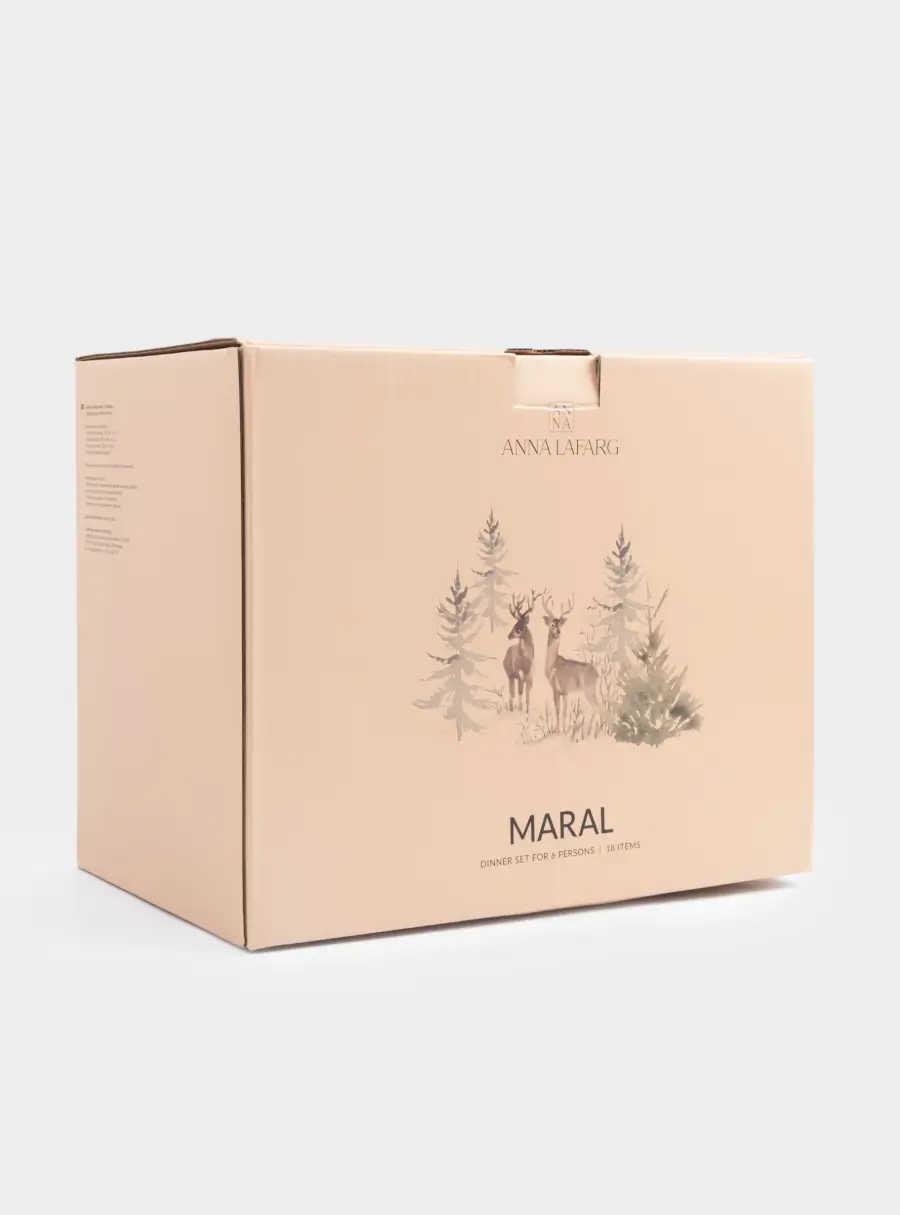 Сервиз обеденный, 6 перс, 18 пр, фарфор P, белый, Олени в лесу, Maral, image-8