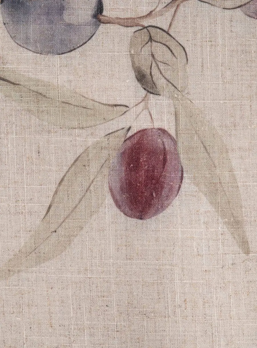 Скатерть, 160х160 см, полиэстер/лен, бежевая, Сливы на ветках, Plum Orchard ,image-1