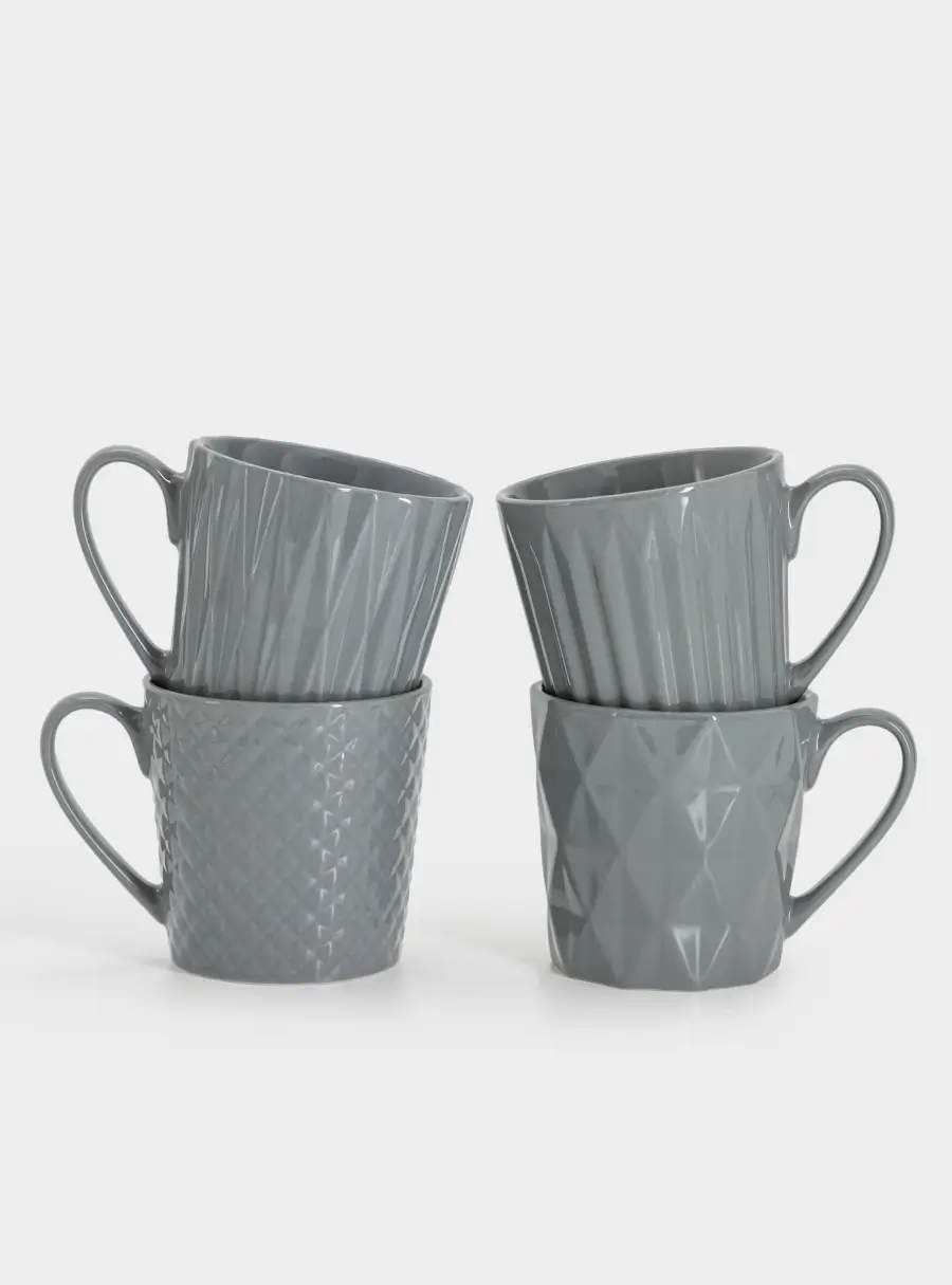 Набор кружек, 4 пр, 380 мл, серые, Nova