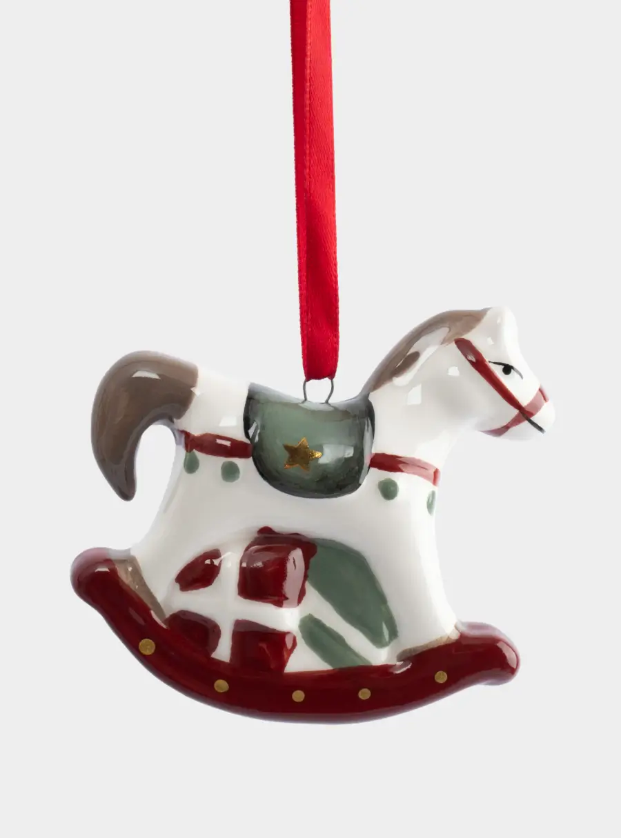 Игрушка елочная, 8 см, керамика, Лошадка-качалка, Bright horse ,image-0