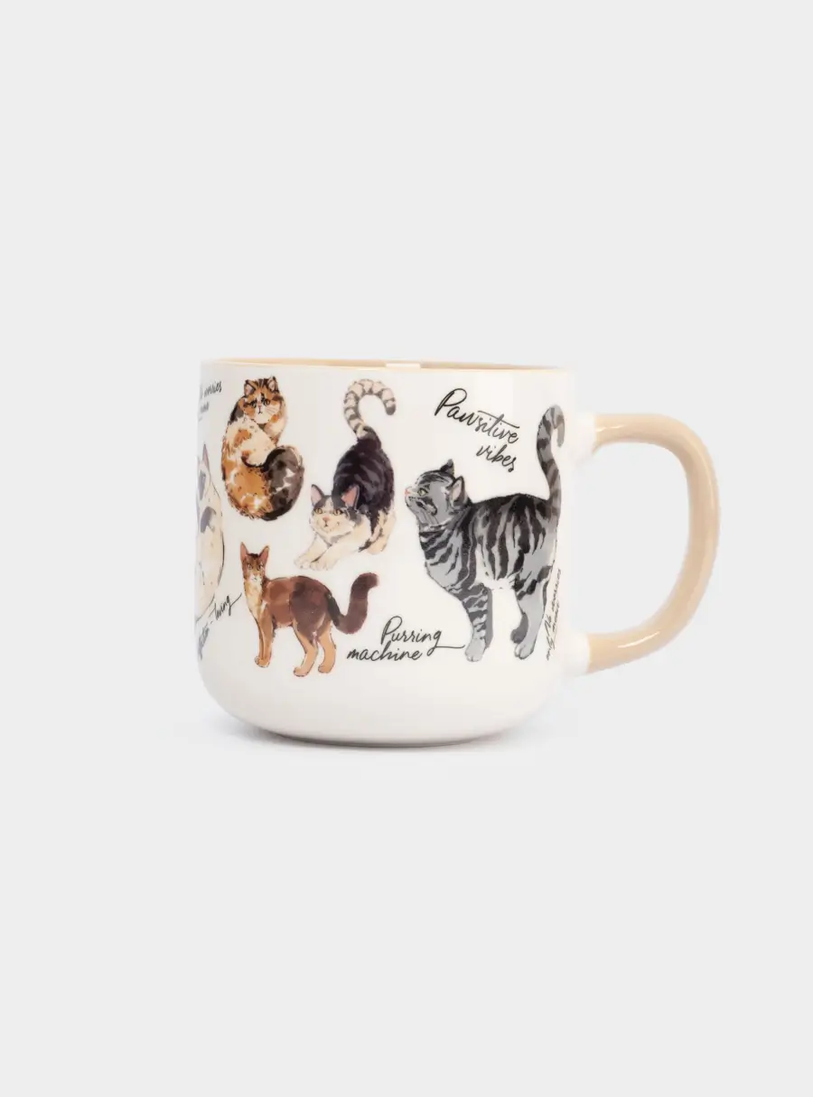 Кружка, 400 мл, фарфор N, бело-бежевая, Коты, Pets ,image-1