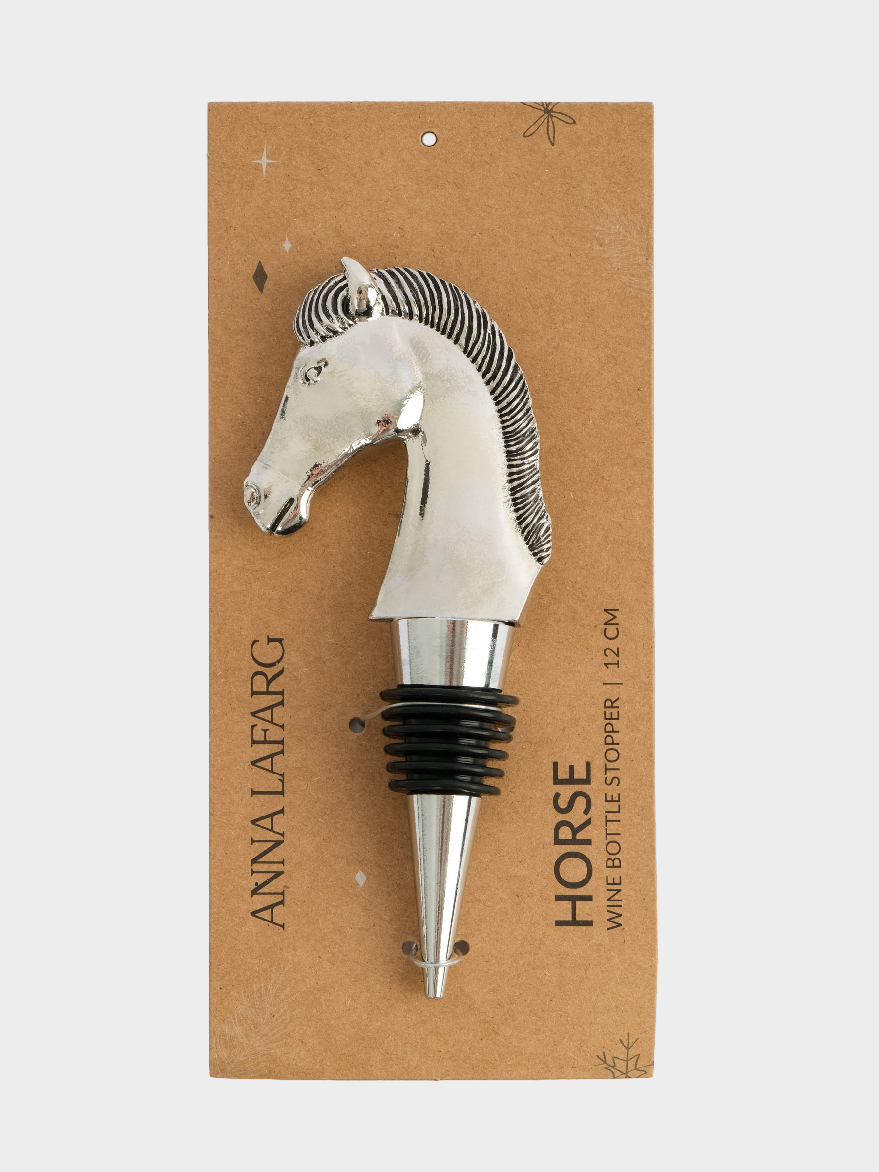 Пробка для винной бутылки, 12 см, металл, серебристая, Лошадь, Horse, image-4