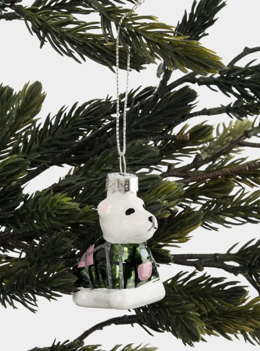Игрушка елочная, 4 см, стекло, зеленая, Собака, New year, image-4