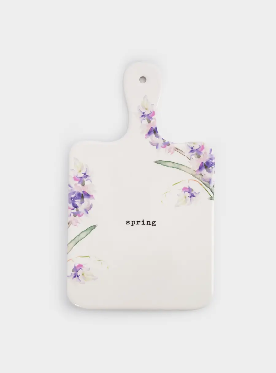 Подставка под горячее, 15x26 см, с ручкой, керамика/пробка, белая, Сирень, Meadow ,image-1