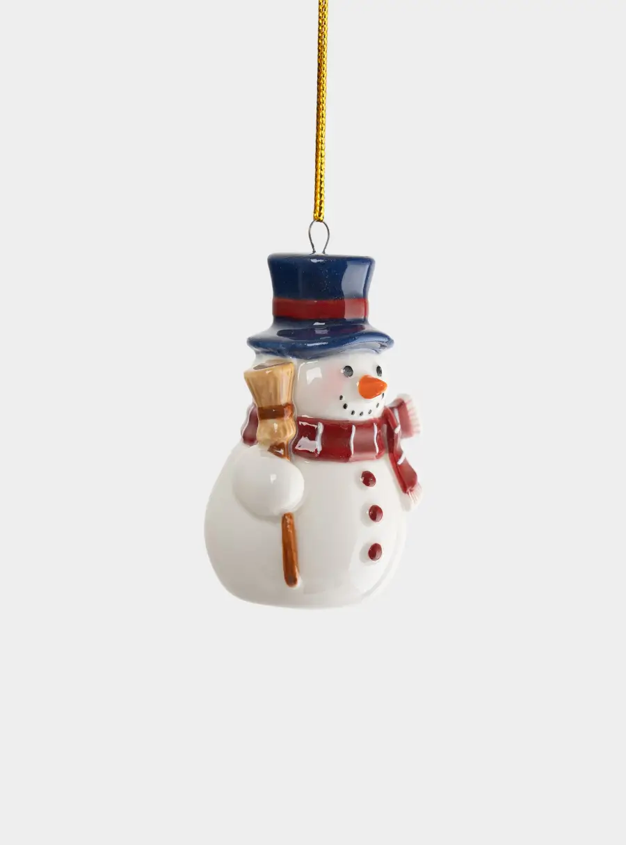 Игрушка елочная, 6 см, фарфор P, Снеговик в шляпе и шарфе, New Year ,image-2