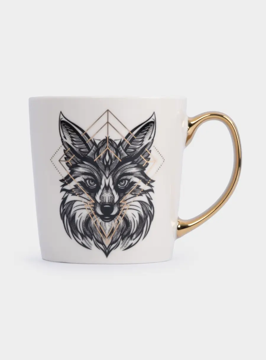 Кружка, 500 мл, фарфор N, бело-золотистая, Лис, Graphics, image-2